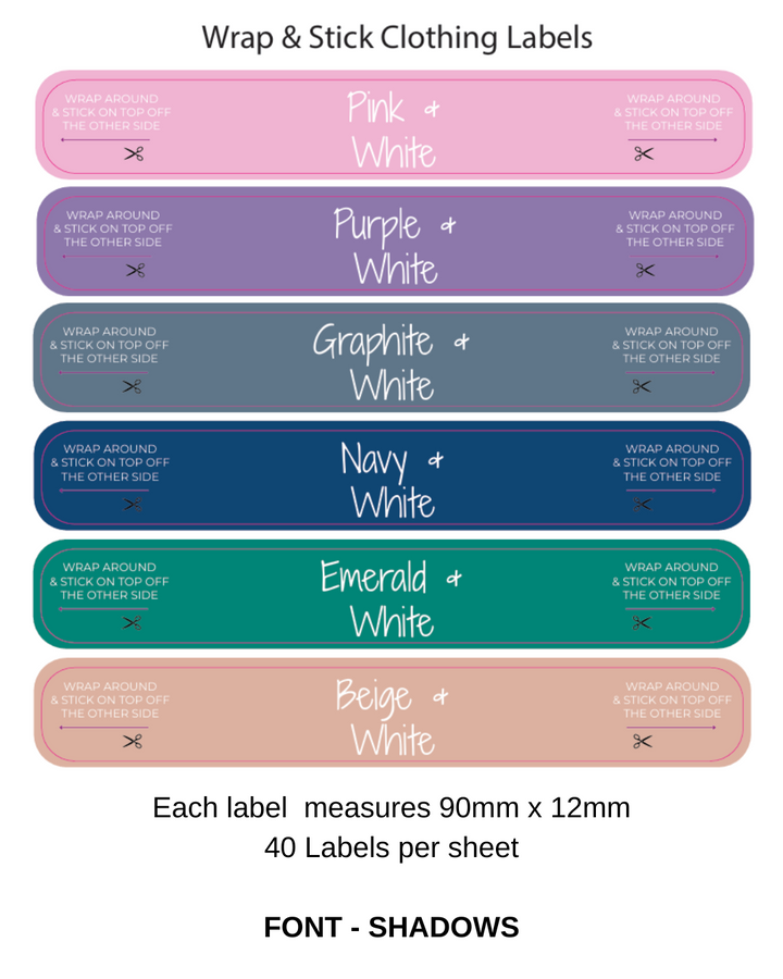 Wrap and Stick Clothing Name Labels - 40 Pack