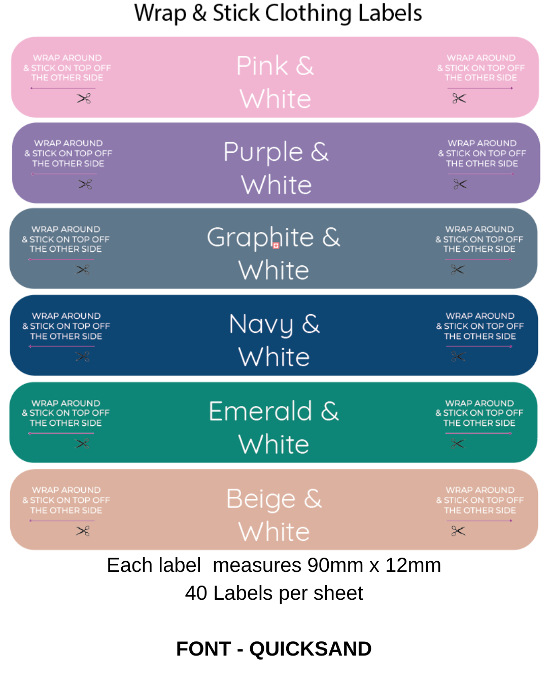 Wrap and Stick Clothing Name Labels - 40 Pack