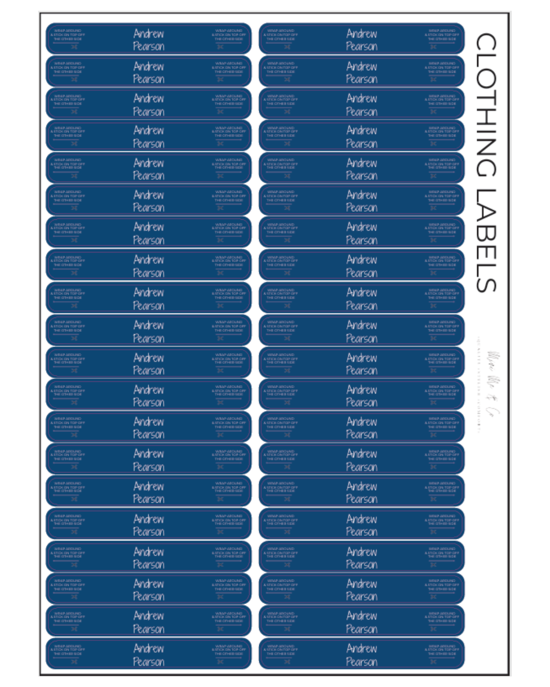Wrap and Stick Clothing Name Labels - 40 Pack