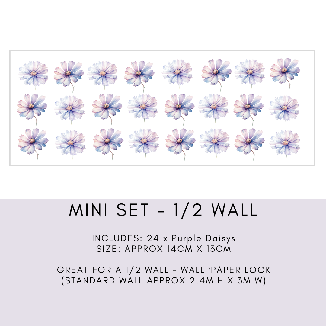 Playful purple daisy nursery decals for home decor