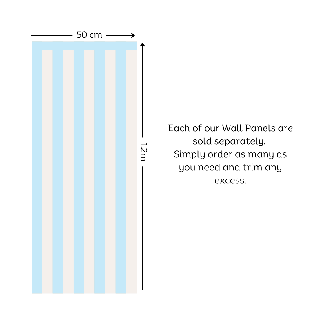 Blue & Beige Stripes Half Wall Panel Decals