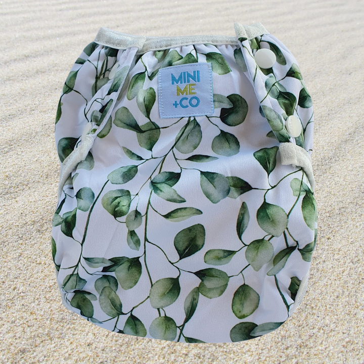 Reusable Swim Nappy and Waterproof Wet Bag - Eucalyptus Leaves