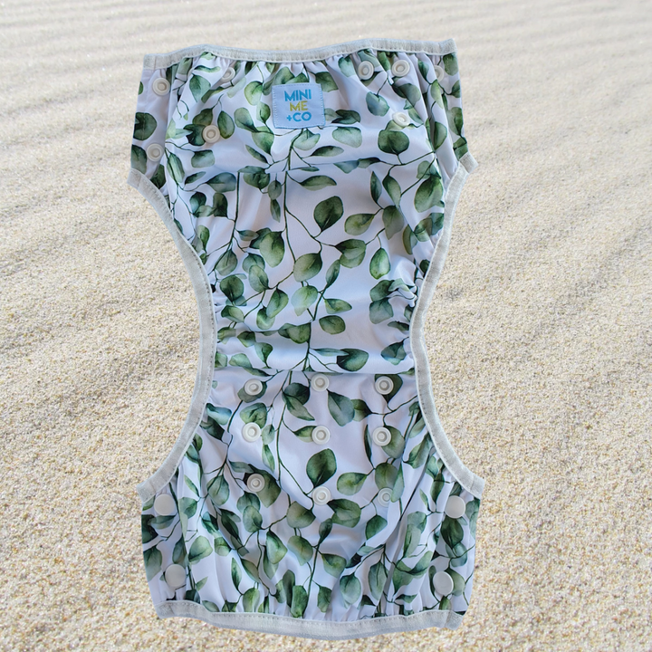 Large Eucalyptus Leaves Reusable Swim Nappy
