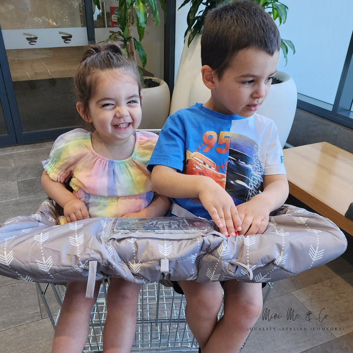 Mini Me & Co Double Trolley Cover: This padded cover fits two seats, providing protection against germs while ensuring a comfy and secure shopping experience for your little ones.